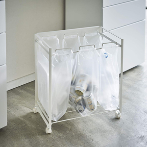 Nuevo suelo de cocina de acero implícito con ruedas, estante para cubo de basura, bolsa de basura para sala de estar, estante colgante para carrito, soporte de clasificación de basura - Product Image 3