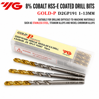 Foret hélicoïdal YG-1 recouvert de TIN 1-13mm HSSCo8% Gold-P D2GP191 à queue droite 135 °   Angle d'apex pour l'acier inoxydable