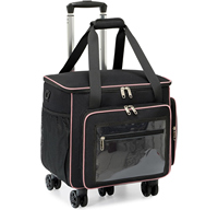 Valise à roulettes pour femmes, 15 poches avec 5 roues, sac fourre-tout résistant à l'eau en Oxford, compatible avec ordinateur portable 17,3 pouces, trolley détachable