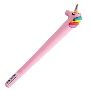 O Q Original Manufacturer Dreamy Unicorn Hard Silicone Macaron Color Pen Body Stylo Gel Ink Pens With Replacement Refill