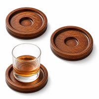 Ensemble de 6 sous-verres en résine et bois faits à la main avec support, sous-verres ronds bleus pour table basse