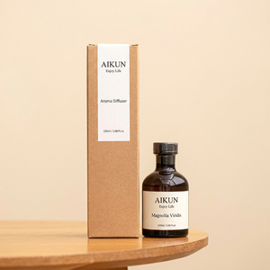 Aikun Low MOQ Fast 7 Day Ship 120ml Kraft Box Amber <b>Glass</b> Bottle Sticker Any Scent Lasting Reed Diffuser Set for <b>Desk</b> Brand - Product Image 1