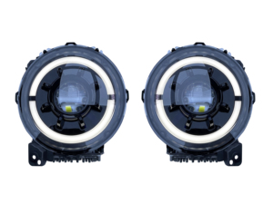 Phares LED MP Concepts <span class=keywords><strong>Apollo</strong></span>, boîtier noir, lentille transparente pour Jeep Wrangler JL 2018 à 2024 - Product Image 2