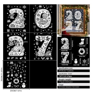 Adesivi Statici per Finestre Natalizi 2026 2027, Fiocchi di Neve, Renne, Decorazioni Invernali per Vetri, <span class=keywords><strong>Capodanno</strong></span>, Vendita all'Ingrosso - Product Image 5