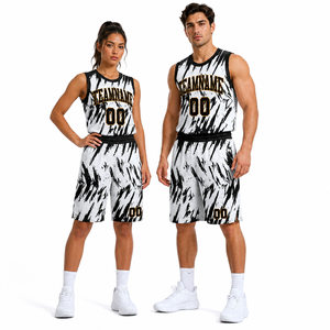 Basketball Uniform Sets Unisex 100% <b>Polyester</b> Lightweight Breathable Sleeveless Customized Team Name T-Strap Drawstring Closure - Product Image 1
