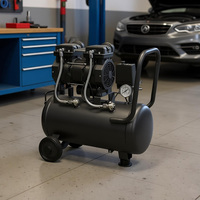 Compresseur d'air sans huile à double cylindre, réservoir de 30 L, pompe à air silencieuse pour la réparation automobile, le travail du bois, la peinture au pistolet, l'utilisation en garage