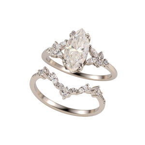2 Carat Moissanite Marquise <b>Stacked</b> <b>Ring</b> S925 <b>Silver</b> Pave Setting GRA Certified Niche Dazzling Design Exquisite Luxurious High - Product Image 1
