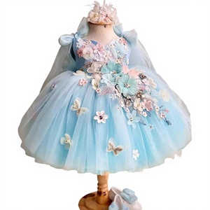 Vestido de Princesa <span class=keywords><strong>Lolita</strong></span> 2026, Nuevo Estilo Floral, Falda Larga con Volumen, Vestido de Cumpleaños para Niñas de Un Año - Product Image 1