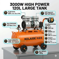 Compresseur d'air à vis KELAIDE 120L 3000W 0.8Mpa, industriel, stationnaire, alimenté en courant alternatif, haute pression, refroidi par air, garantie 5 ans