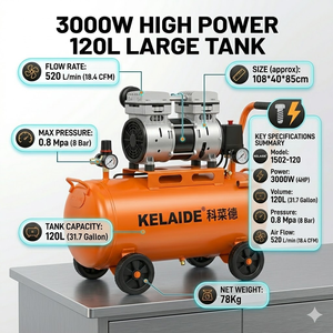 เครื่องอัดอากาศแบบลูกสูบ KELAIDE 120 ลิตร 3000 วัตต์ 0.8 เมกะปาสคาล แบบตั้งพื้นสำหรับอุตสาหกรรม ใช้ไฟฟ้ากระแสสลับ รุ่นแรงดันสูง - Product Image 1