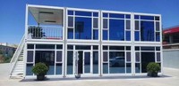 Maison conteneur modulaire préfabriquée en verre de luxe au design moderne pour l'extérieur, l'école, la maison, l'hôtel, la station balnéaire, la villa