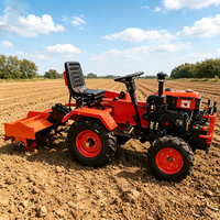 Traktor Mini Roda Empat Diesel Pertanian, Mesin Pengolah Tanah Putar 4 Roda, Traktor Silinder Tunggal Harga Terjangkau untuk Pengelolaan Kebun dan Ladang