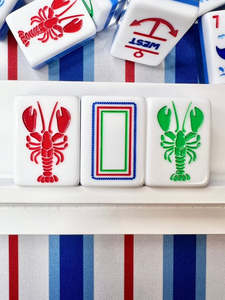 Fichas <span class=keywords><strong>de</strong></span> Mahjong Acrílicas Grabadas Coloridas, Ecológicas, con Diseño Náutico y Costero, para 4 Jugadores, en Azul, Blanco y Brillantes - Product Image 4