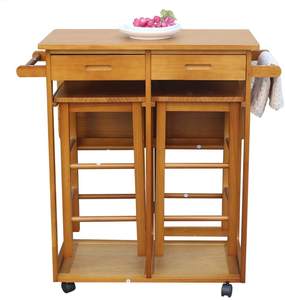 Combohome mutfak ada market arabası katlanır yemek sepeti tekerlekler kat masa ve <span class=keywords><strong>2</strong></span> kare tabureler ile sandalye seti - Product Image 4