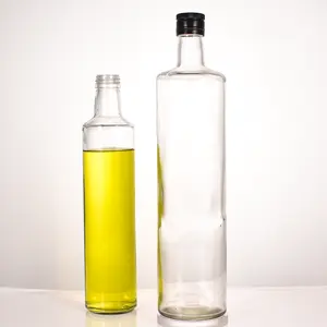 定制标签1000毫升多丽卡椰子油产品容器1升圆形橄榄油玻璃瓶厨房储物