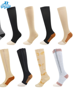 Chaussettes de compression respirantes en tricot Naapesi pour le soutien des varices et l'atténuation des gonflements et œdèmes (2 paires, bout ouvert, sans fermeture éclair, XXL)
