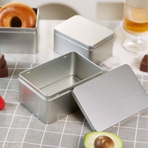 Boîtes vides en métal argenté de qualité alimentaire Boîtes rectangulaires en fer blanc vides avec couvercles pour biscuits, gâteaux, bonbons, artisanat - Product Image 5
