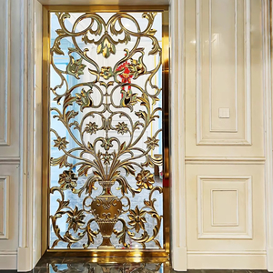 Homedeco, pantallas cortadas con láser de aluminio rosa dorada brillante, Partición de Metal decorativa para Villa montada en la pared para curva de restaurante - Product Image 1