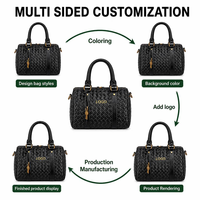 Bolso de Hombro Tejido Retro Premium 2026, Bolso de Mano Simple y Versátil, Tipo Boston, para Mujer, con Logotipo Personalizable