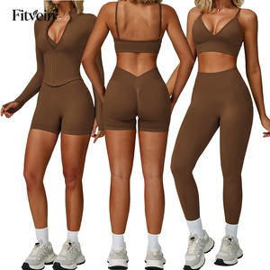 Ensemble de yoga taille haute amincissant 3 pièces pour le sport et la gym - Product Image 1