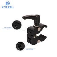 Pince à crabe robuste en alliage d'aluminium, portable, durable, installation rapide, filetage 1/4 3/8 pouces, super pince pour appareil photo reflex numérique et moniteur