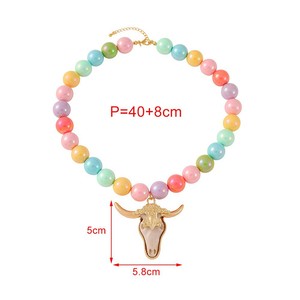 Collana girocollo da donna Asu Cross-border, nuovo stile, personalizzata, trendy, dolce, audace, con perline colorate a testa di toro, regalo per lei - Product Image 2