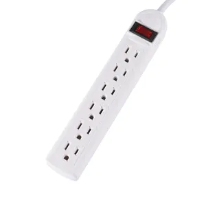 Factory Direct Power Strip Surge Protector with 6 AC Outlets 6 feet long extension cord for Home & Office