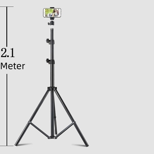 Trépied métallique réglable de 2,1 m avec rotule et support pour téléphone, support de diffusion en direct pour <span class=keywords><strong>iPhone</strong></span> Android/Anneau lumineux/<span class=keywords><strong>Thermomètre</strong></span>/Caméra - Product Image 2
