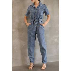 Overol de Mezclilla para Mujer, Cintura Elástica, 100% Algodón, Lavable, Estilo Simple - Product Image 5
