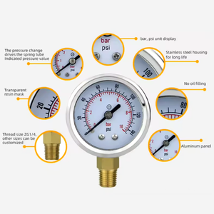 Indicateur de pression d'eau haute précision 2,5 % 50 mm, petit manomètre robuste et durable, jauge de pression d'air universelle - Product Image 3