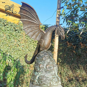 BLVE occidental moderno al aire libre tamaño natural jardín Metal latón fundido bronce Dragón Volador escultura fuente estatua - Product Image 4