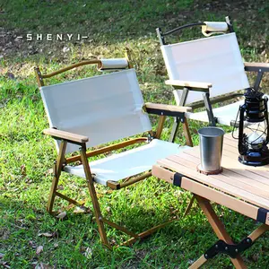 Chaise pliante d'extérieur en aluminium, haute qualité, Grain de bois, Portable, pour loisirs, pêche Camping plage, vente en gros