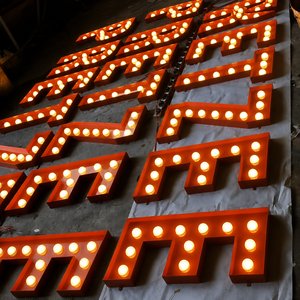 Insegna Luminosa a LED Personalizzata in Metallo da 60 cm, Stile Vintage da Luna Park, con Lettere a Bulbo per Decorazioni <span class=keywords><strong>di</strong></span> Matrimoni e Feste - Product Image 3