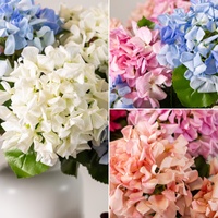 Lot de six hortensias artificiels multicolores en PU pour toile de fond de mariage, affichage commercial, Noël, fleurs artificielles personnalisées