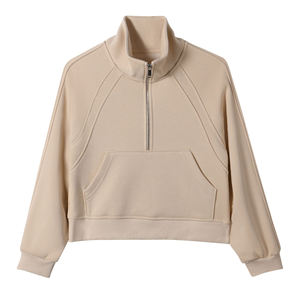 <span class=keywords><strong>Sweat</strong></span>-shirts à col montant <span class=keywords><strong>sans</strong></span> cordon, à demi-zip, à manches raglan, patchwork, pull court, fabrication sur mesure, vente en gros - Product Image 5