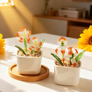 Décoration de bureau, artisanat <span class=keywords><strong>en</strong></span> verre fait main, ornements, plantes succulentes dans des pots <span class=keywords><strong>en</strong></span> verre, plantes vertes, cadeaux floraux pour la fête des mères, décembre - Product Image 5