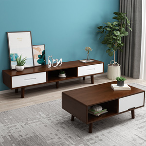 Nordic Solid Wood Tv Cabinet And <b>Coffee</b> <b>Table</b> Combination Living Room Set Storage Furniture For Small Apartments - Product Image 4
