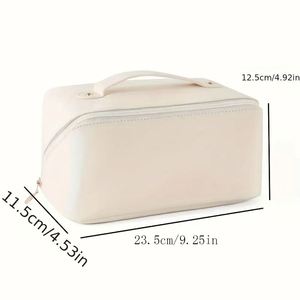 Luxury PU Leather Female Cosmetic Bag Organizer with Zip Toiletry Kit and Storage Pouch for Travel <b>Makeup</b> 1-3L Capacity - Product Image 4