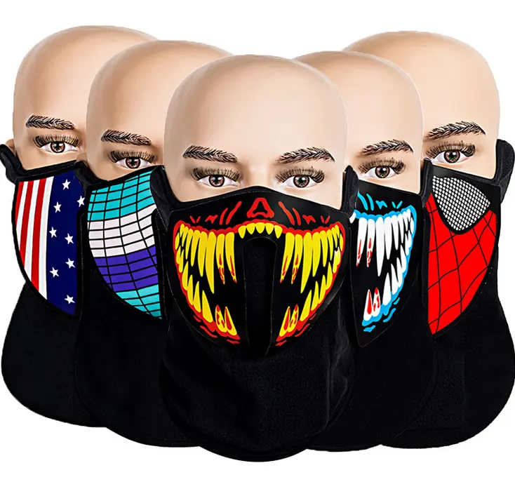 Custom halloween EL panel mask voice sound activate mask for masquerade rave party supplies