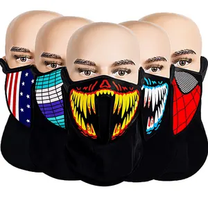 Custom Halloween EL Panel Mask Voice Sound Activate Mask For Masquerade Rave Party Supplies