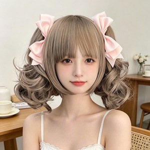 Lolita-style cute hair <b>clips</b>, double ponytail <b>clips</b>, 3D <b>bow</b> side <b>clips</b>, Japanese JK headwear, adorable Lolita style. - Product Image 1