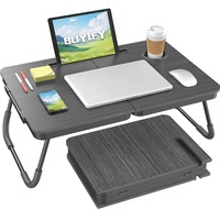 Nouvelle conception, table pliante pour ordinateur portable de 23,4 pouces, table de lit avec porte-gobelet, plateau T1123