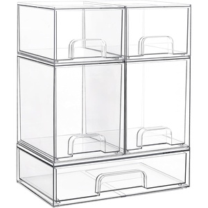 Boîte <span class=keywords><strong>de</strong></span> <span class=keywords><strong>rangement</strong></span> cosmétique en plastique pour coiffeuse, étagère pliable et empilable, tiroir transparent détachable à superposition - Product Image 1