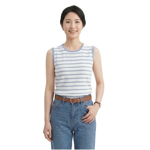 Womens Striped Short Lightweight Tank <b>Top</b> Sleeveless Soft Breathable Casual Summer Wear for Gym Yoga Home Daily Comfort Style - Product Image 2
