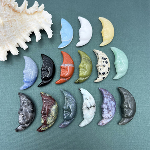 Pendentif lune décorations pour la maison <span class=keywords><strong>pierres</strong></span> <span class=keywords><strong>naturelles</strong></span> guérison cristal sculpté artisanat opalite croissant de lune pour les décors de noël en gros - Product Image 1