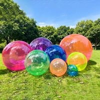 Boule gonflable géante irisée transparente avec lumières, ballon transparent pour décoration de mariage, festival, exposition commerciale sur herbe