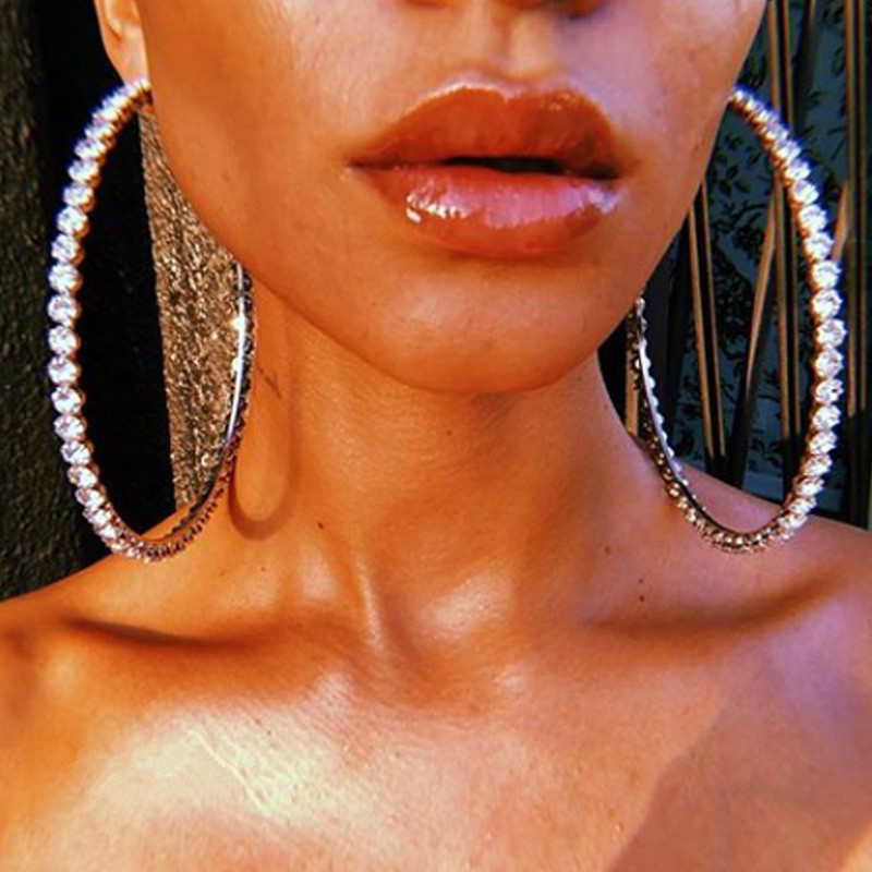 Ideal way New Fashion Große große Ohrringe Anhänger Kristall Strass Drop Ohr stecker Bulk Creolen