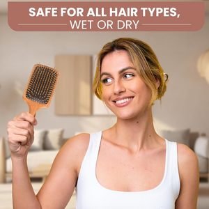 Brosse et peigne à cheveux en bambou naturel écologique, confortables pour un usage domestique, peigne anti-<span class=keywords><strong>poux</strong></span> et style tendance, type laser - Product Image 6