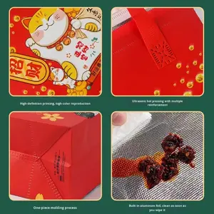 Custom <b>Aluminum</b> <b>Foil</b> Laminated Insulated <b>Disposable</b> Non-Woven Coated Takeout Bags for Food Service with Customized Packaging - Product Image 2