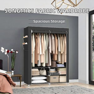 Armoire en tissu <span class=keywords><strong>SONGMICS</strong></span> durable avec 2 compartiments suspendus, étagères, 4 poches, 45x127x176cm, noir, pour chambre à coucher, salon - Product Image 3